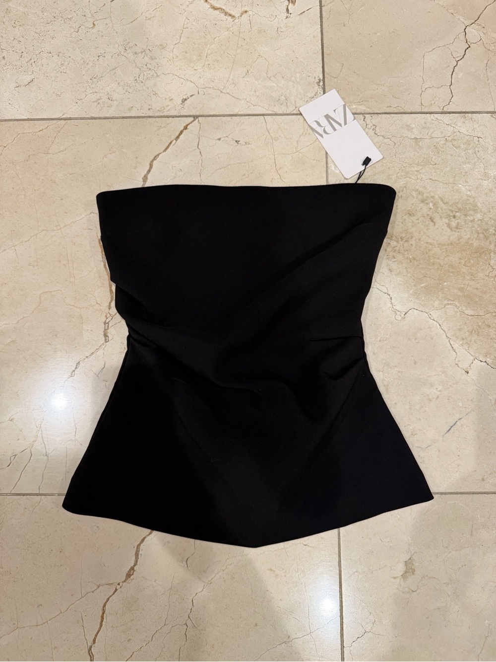 Zara Strapless Black Peplum Tube Top Dress